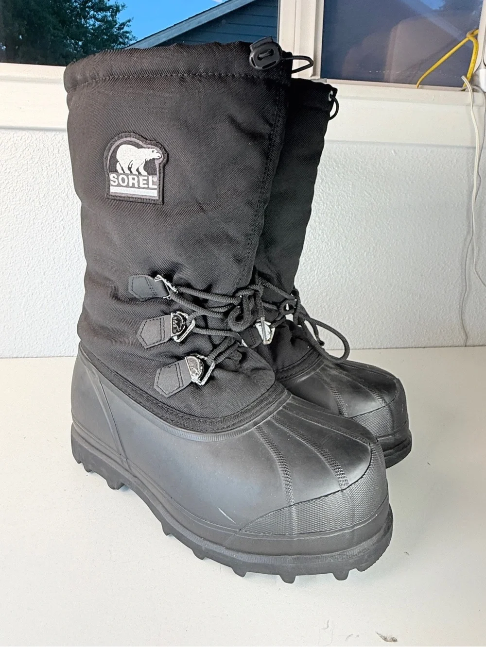 Sorel Glacier Black Insulated Winter Snow Boots Mens Size 10